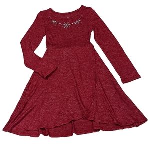 Pretty SO Red Bejeweled Faux Wrap Dress